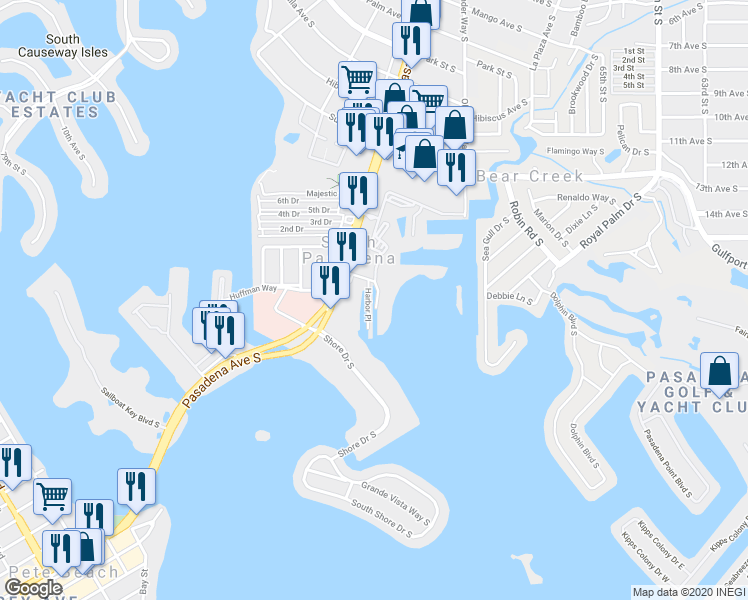map of restaurants, bars, coffee shops, grocery stores, and more near 1710 Lighthouse Terrace S in South Pasadena