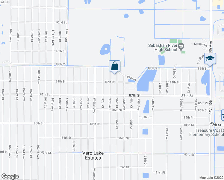 map of restaurants, bars, coffee shops, grocery stores, and more near 8720 97th Avenue in Vero Beach