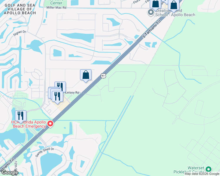map of restaurants, bars, coffee shops, grocery stores, and more near 5641 North U.S. Highway 41 in Apollo Beach
