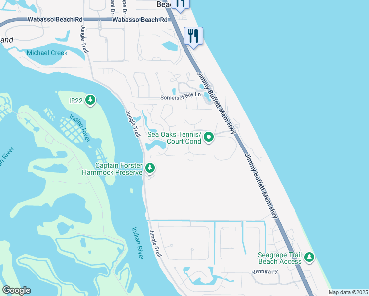 map of restaurants, bars, coffee shops, grocery stores, and more near 8756 Windy Oaks Way in Vero Beach