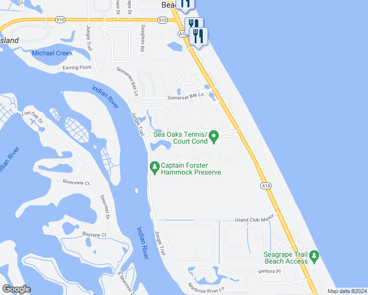 map of restaurants, bars, coffee shops, grocery stores, and more near 1542 Sabal Court in Vero Beach