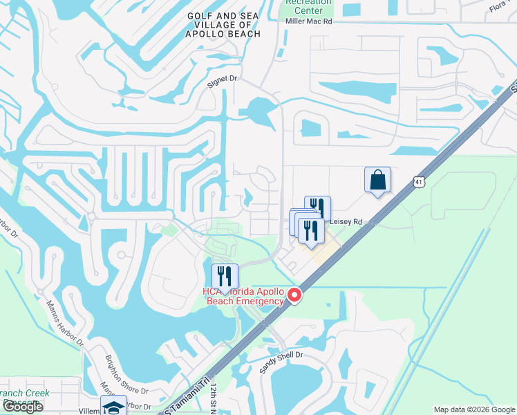 map of restaurants, bars, coffee shops, grocery stores, and more near 5511 Golden Isles Drive in Tampa