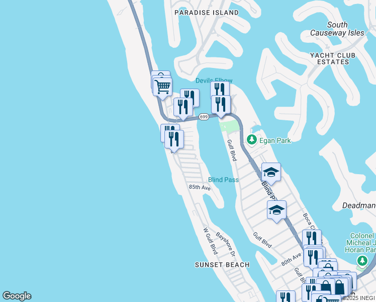map of restaurants, bars, coffee shops, grocery stores, and more near 118 88th Avenue in Treasure Island
