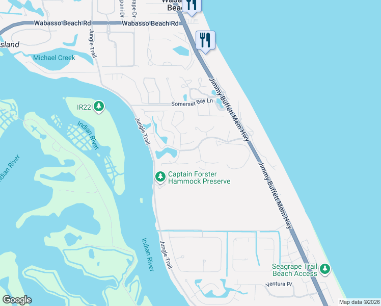 map of restaurants, bars, coffee shops, grocery stores, and more near 1508 Orchid Drive in Vero Beach