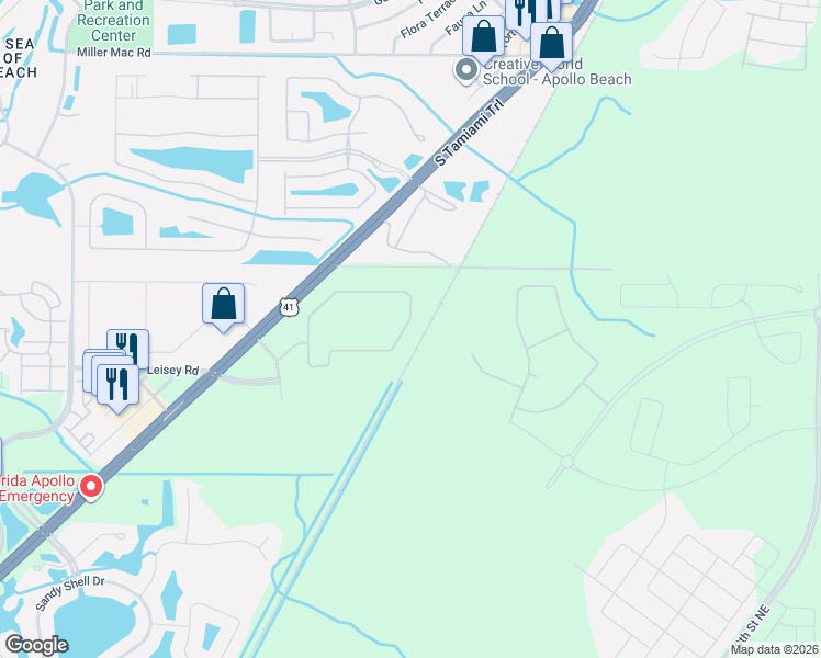 map of restaurants, bars, coffee shops, grocery stores, and more near Stake Tomato Road in Apollo Beach