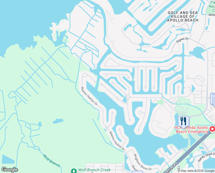 map of restaurants, bars, coffee shops, grocery stores, and more near 627 Balibay Road in Apollo Beach