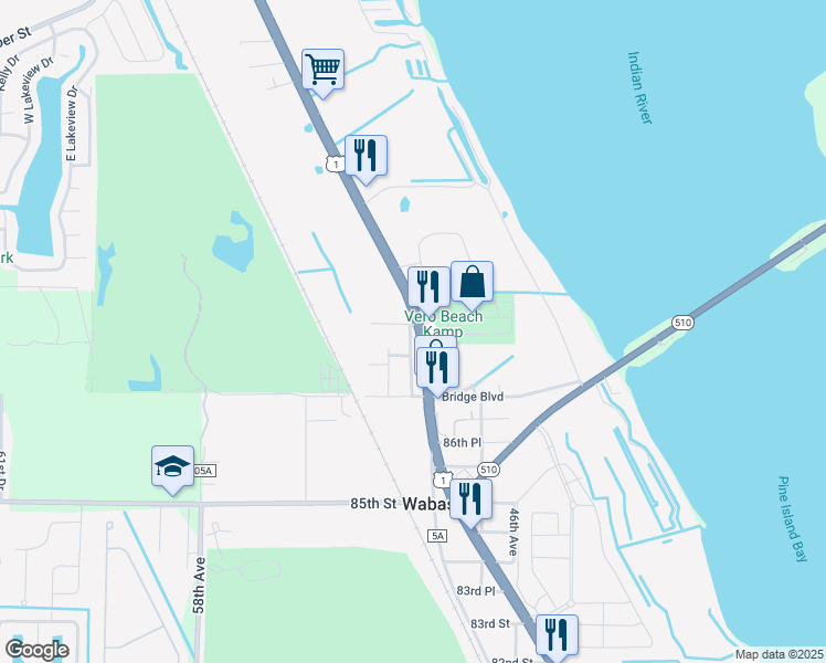 map of restaurants, bars, coffee shops, grocery stores, and more near 8845 U.S. 1 in Sebastian
