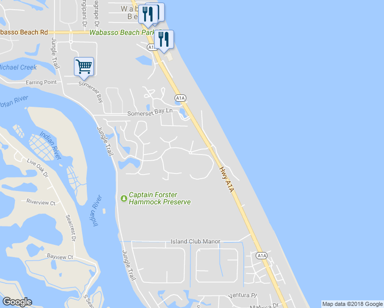 map of restaurants, bars, coffee shops, grocery stores, and more near 1003 Winding Oaks Circle East in Vero Beach