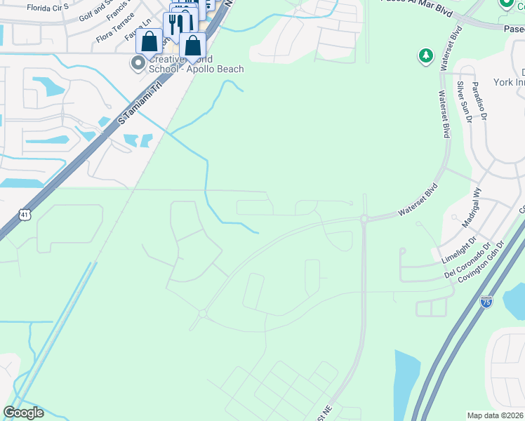 map of restaurants, bars, coffee shops, grocery stores, and more near 6066 Golden Nettle Drive in Apollo Beach