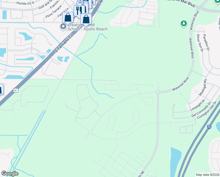 map of restaurants, bars, coffee shops, grocery stores, and more near 6042 Golden Nettle Drive in Apollo Beach