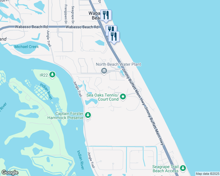 map of restaurants, bars, coffee shops, grocery stores, and more near 1475 Fern Court in Vero Beach