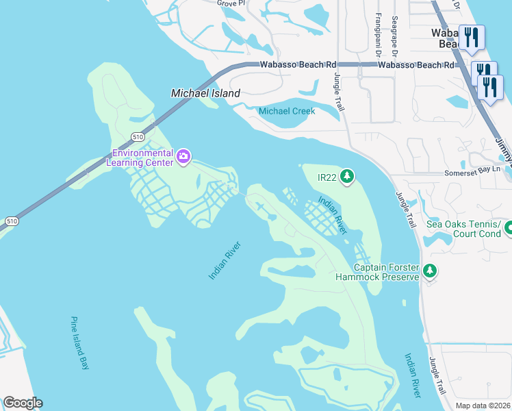 map of restaurants, bars, coffee shops, grocery stores, and more near 226 Indian River Drive in Vero Beach