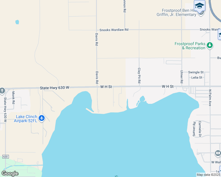 map of restaurants, bars, coffee shops, grocery stores, and more near 2 Fort Clinch Heights Road in Frostproof