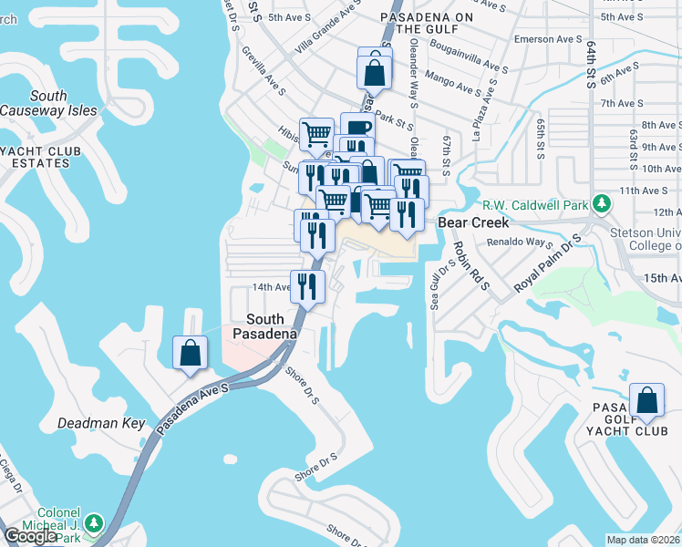 map of restaurants, bars, coffee shops, grocery stores, and more near 1304 Pasadena Avenue South in South Pasadena