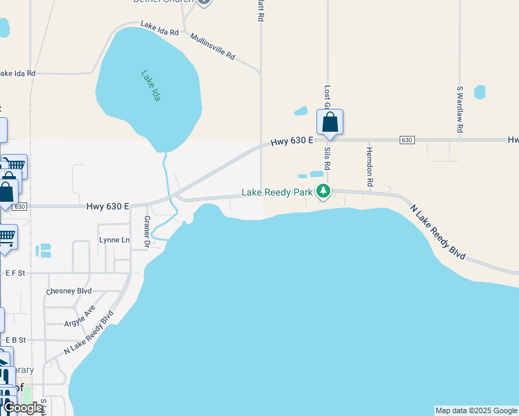 map of restaurants, bars, coffee shops, grocery stores, and more near 799 North Lake Reedy Boulevard in Frostproof