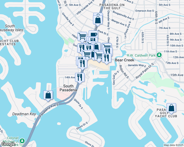map of restaurants, bars, coffee shops, grocery stores, and more near 1304 Pasadena Avenue South in South Pasadena