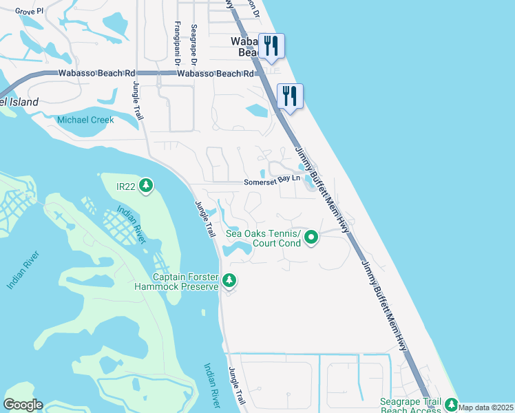 map of restaurants, bars, coffee shops, grocery stores, and more near 8855 Lakeside Circle in Vero Beach