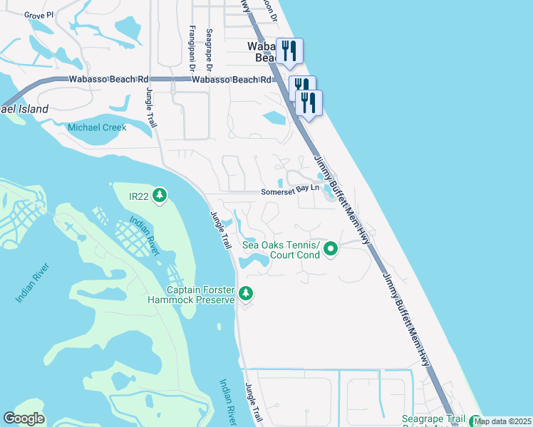 map of restaurants, bars, coffee shops, grocery stores, and more near 8846 Lakeside Circle in Vero Beach