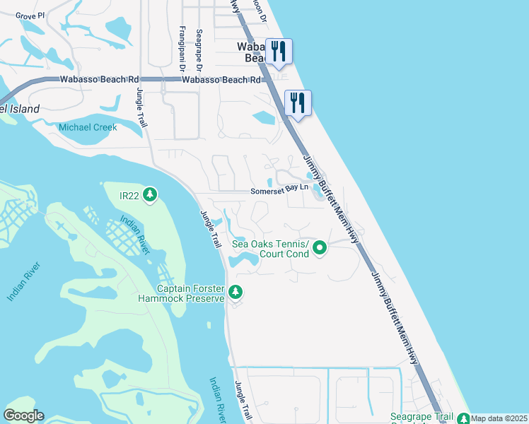 map of restaurants, bars, coffee shops, grocery stores, and more near 8846 Lakeside Circle in Vero Beach