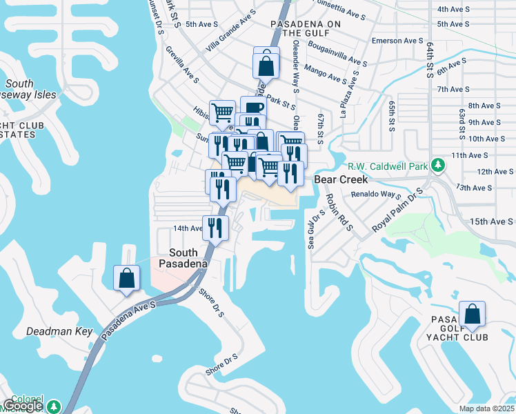 map of restaurants, bars, coffee shops, grocery stores, and more near 1304 Pasadena Avenue South in South Pasadena
