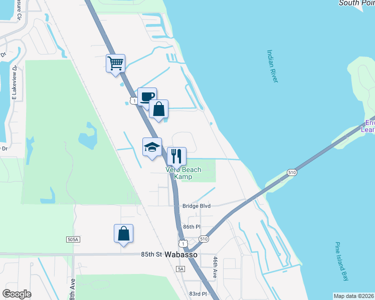 map of restaurants, bars, coffee shops, grocery stores, and more near 8910 U.S. 1 in Sebastian