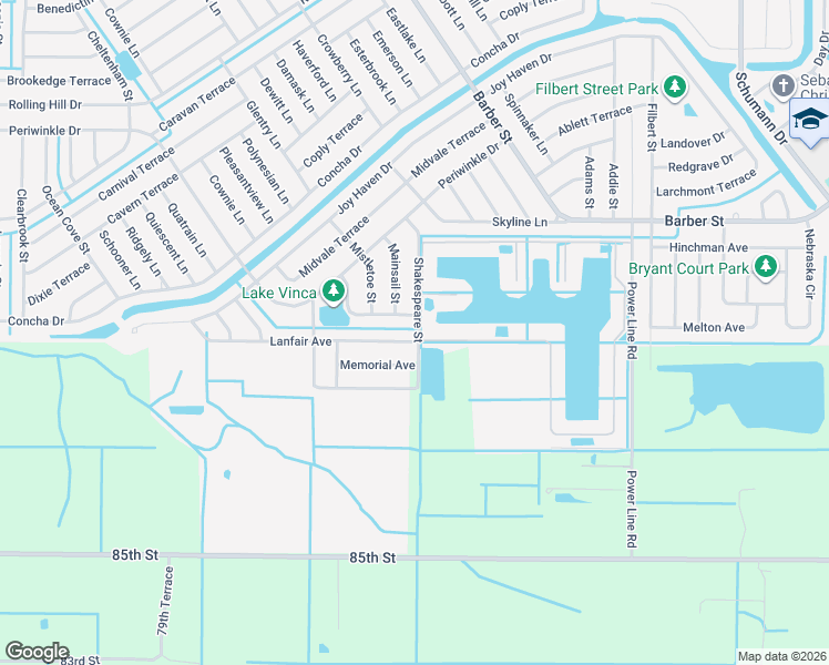 map of restaurants, bars, coffee shops, grocery stores, and more near 507 Yearling Trail in Sebastian