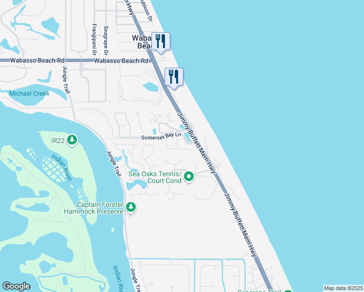 map of restaurants, bars, coffee shops, grocery stores, and more near 1136 Governors Way in Vero Beach