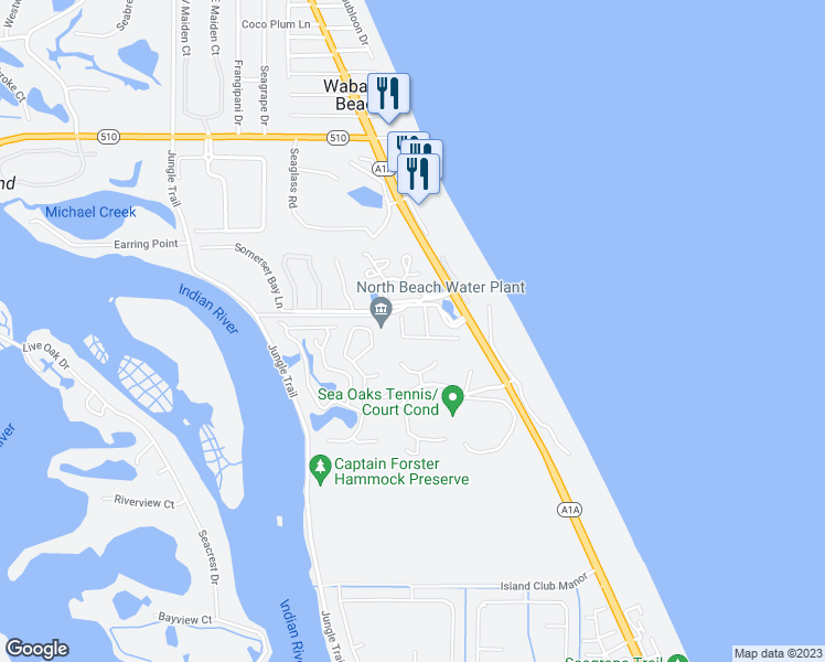 map of restaurants, bars, coffee shops, grocery stores, and more near 1164 Governors Way in Vero Beach