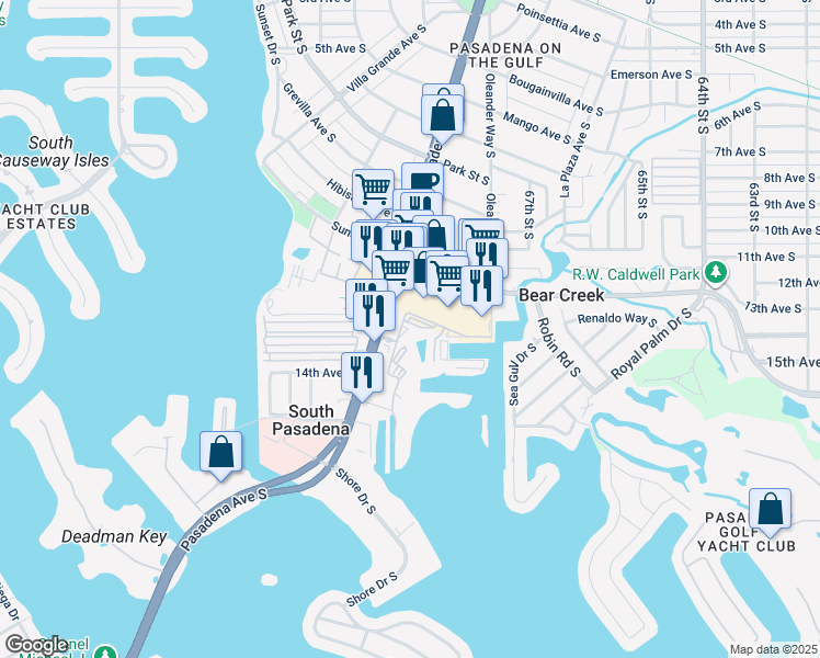 map of restaurants, bars, coffee shops, grocery stores, and more near 1304 Pasadena Avenue South in South Pasadena