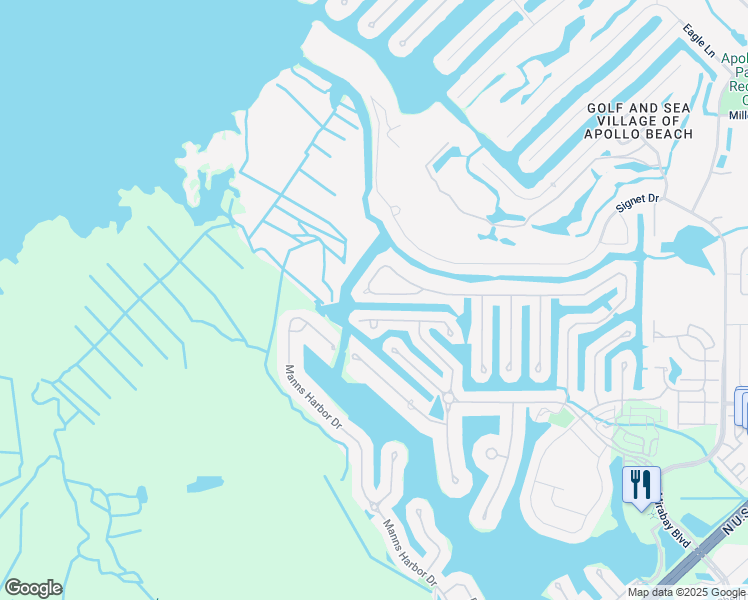 map of restaurants, bars, coffee shops, grocery stores, and more near 837 Islebay Drive in Apollo Beach
