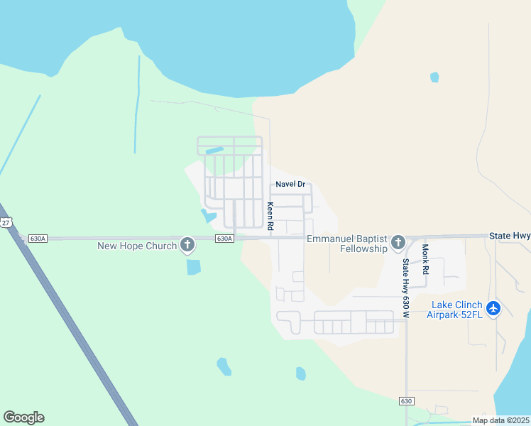 map of restaurants, bars, coffee shops, grocery stores, and more near 2947 Keen Road in Frostproof