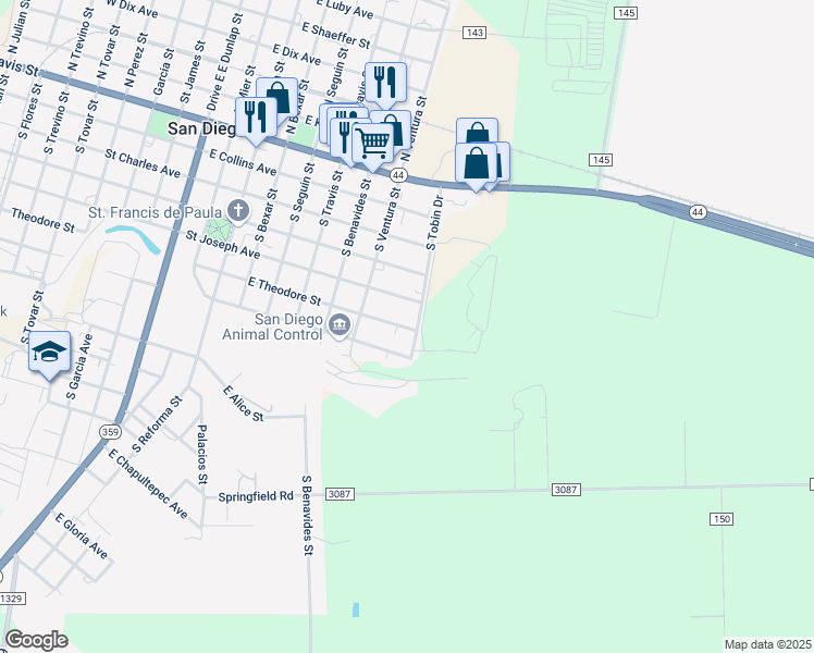 map of restaurants, bars, coffee shops, grocery stores, and more near 821 East Theodore Street in San Diego