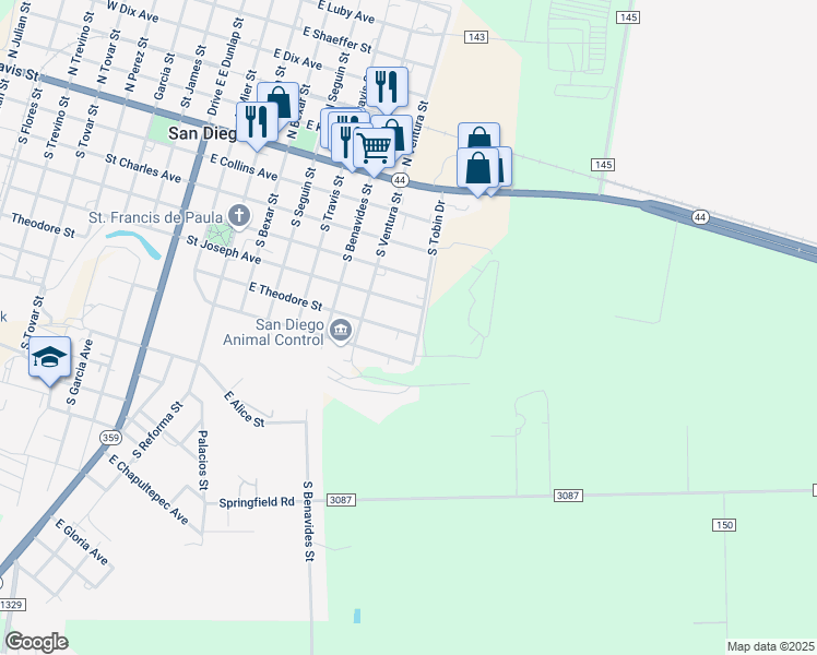 map of restaurants, bars, coffee shops, grocery stores, and more near 821 East Theodore Street in San Diego