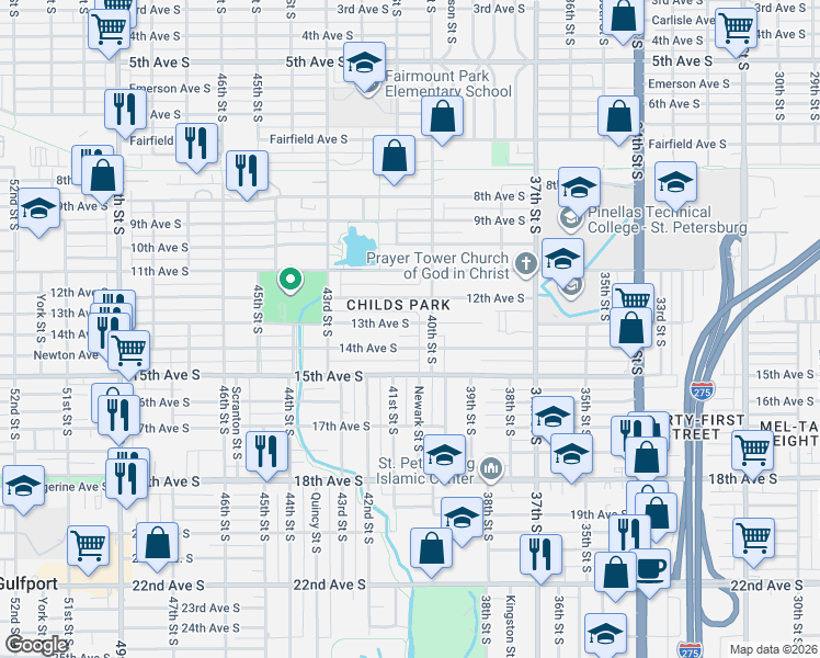 map of restaurants, bars, coffee shops, grocery stores, and more near in St. Petersburg