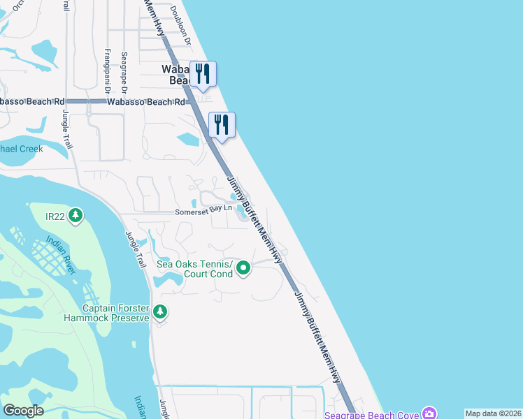 map of restaurants, bars, coffee shops, grocery stores, and more near 9020 Rocky Point Drive in Vero Beach