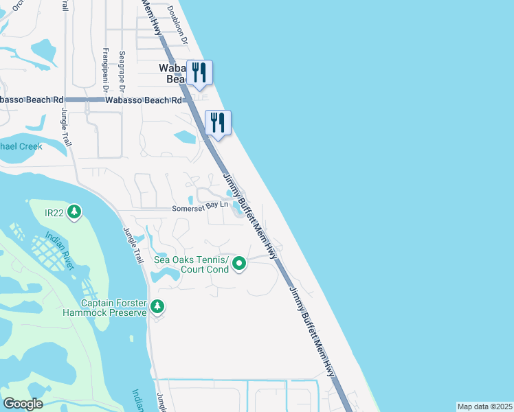 map of restaurants, bars, coffee shops, grocery stores, and more near 9020 Rocky Point Drive in Vero Beach