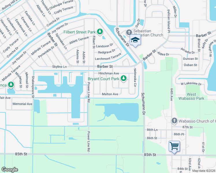 map of restaurants, bars, coffee shops, grocery stores, and more near 108 Karrigan Street in Sebastian