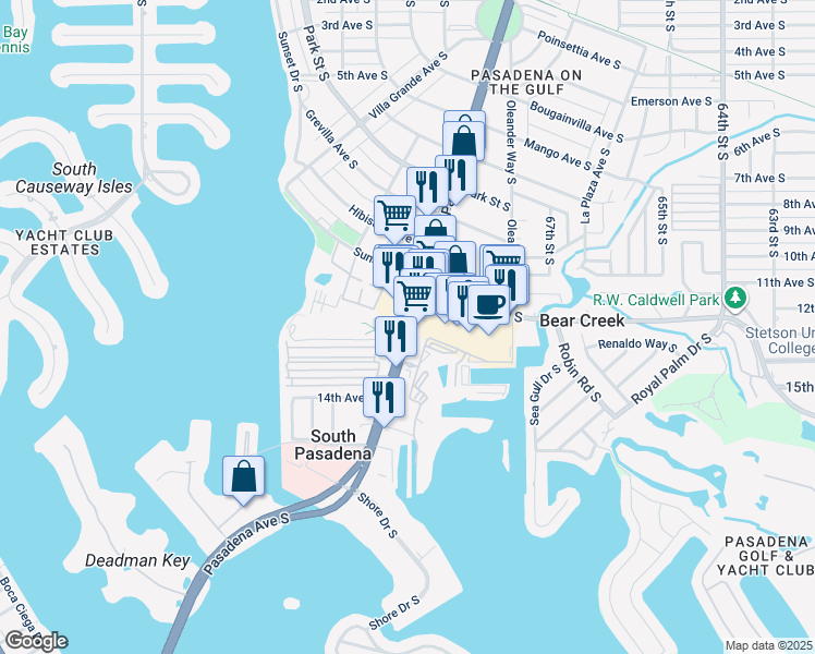 map of restaurants, bars, coffee shops, grocery stores, and more near in South Pasadena
