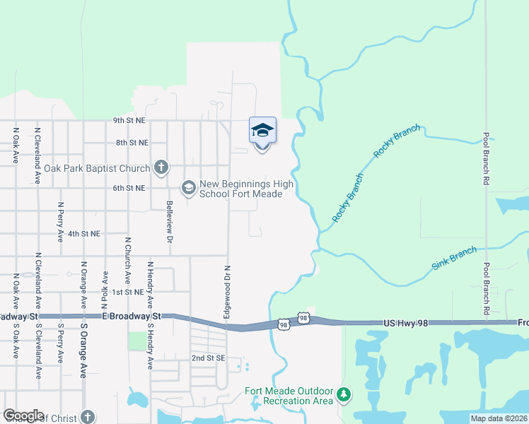 map of restaurants, bars, coffee shops, grocery stores, and more near 504 Water Oak Court in Fort Meade