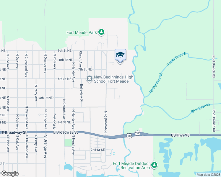 map of restaurants, bars, coffee shops, grocery stores, and more near 430 Edgewood Drive North in Fort Meade