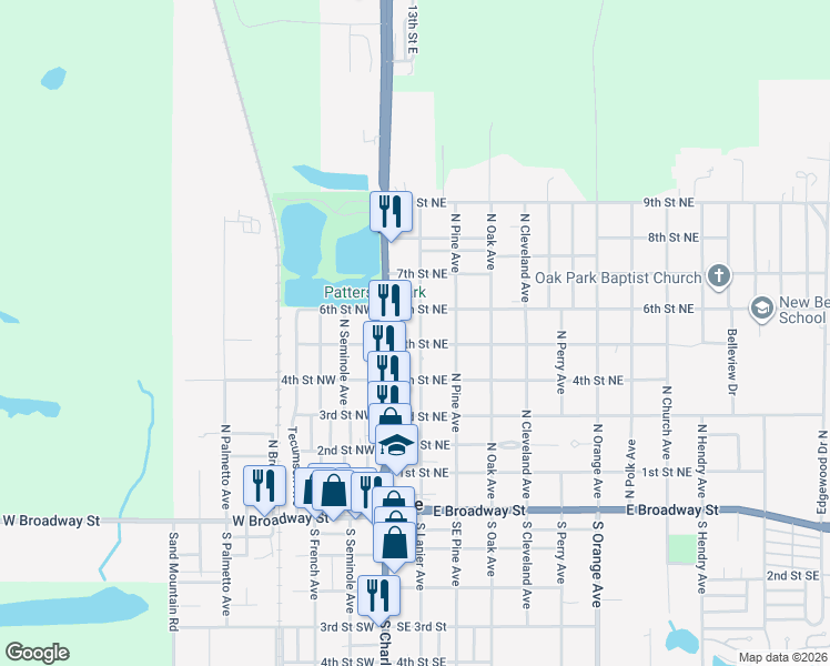 map of restaurants, bars, coffee shops, grocery stores, and more near 11 5th Street Northeast in Fort Meade