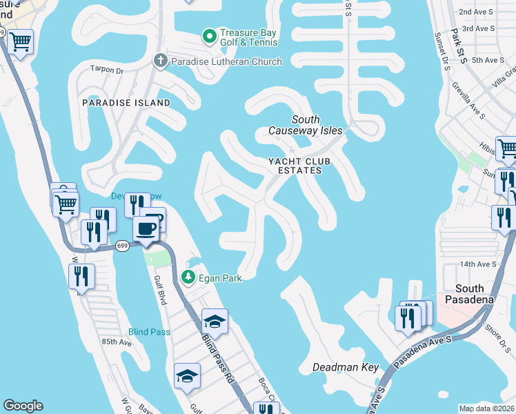 map of restaurants, bars, coffee shops, grocery stores, and more near 1200 80th Street South in St. Petersburg