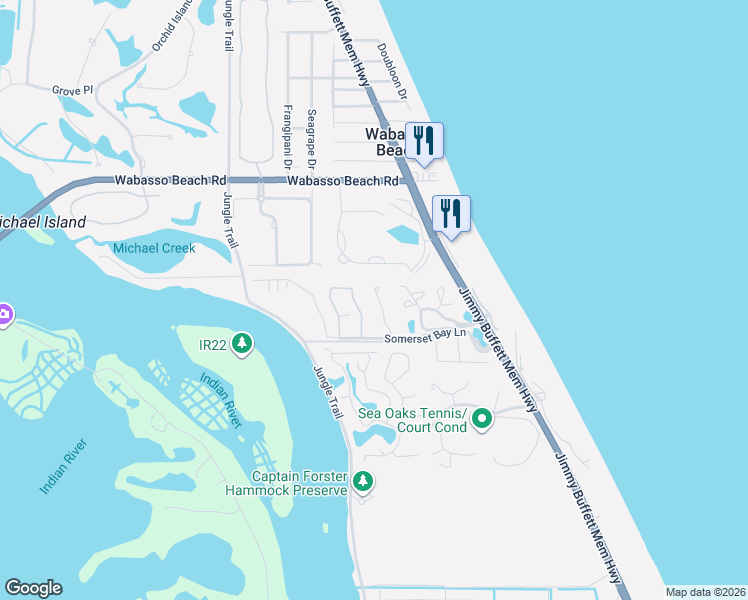 map of restaurants, bars, coffee shops, grocery stores, and more near 9073 Englewood Court in Vero Beach