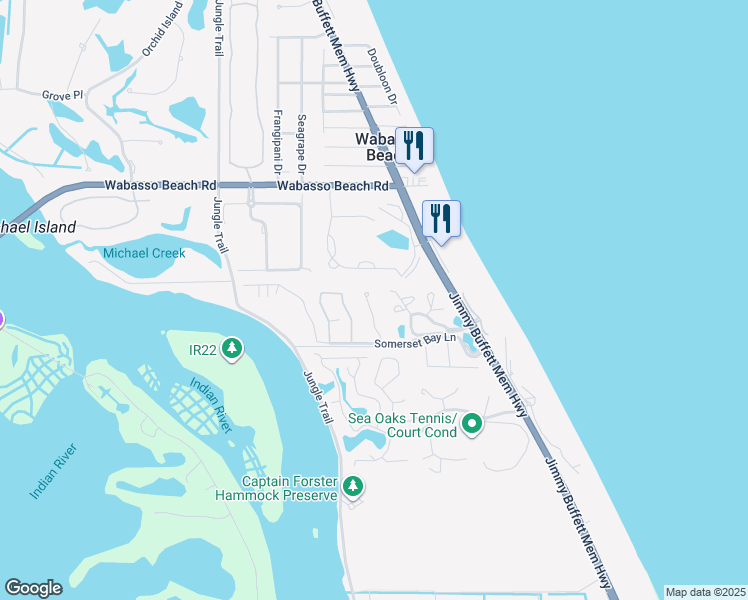 map of restaurants, bars, coffee shops, grocery stores, and more near 9073 Englewood Court in Vero Beach