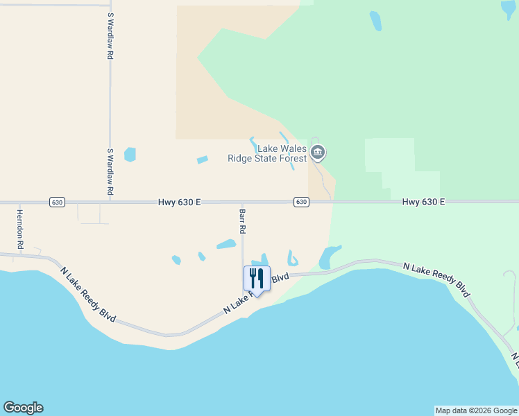 map of restaurants, bars, coffee shops, grocery stores, and more near 816 Highway 630 East in Frostproof