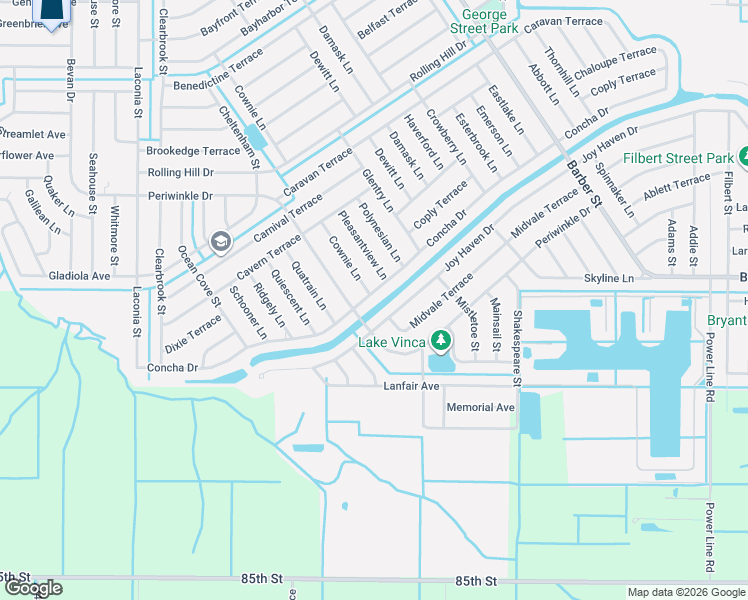 map of restaurants, bars, coffee shops, grocery stores, and more near 455 Joy Haven Drive in Sebastian