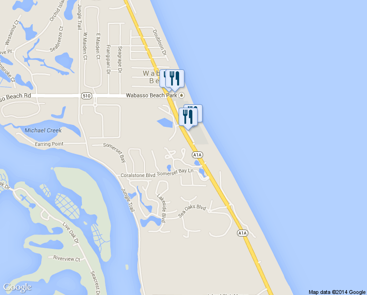 map of restaurants, bars, coffee shops, grocery stores, and more near 1340 Coral Park Lane in Vero Beach