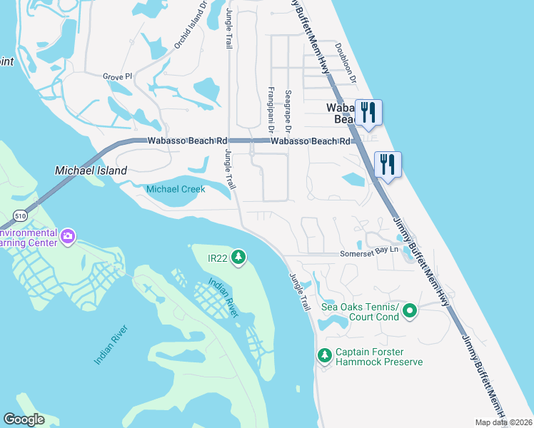 map of restaurants, bars, coffee shops, grocery stores, and more near 9049 Somerset Bay Lane in Vero Beach