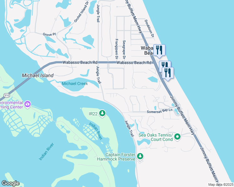 map of restaurants, bars, coffee shops, grocery stores, and more near 9049 Somerset Bay Lane in Vero Beach
