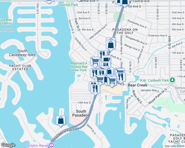 map of restaurants, bars, coffee shops, grocery stores, and more near 1135 Pasadena Avenue South in South Pasadena